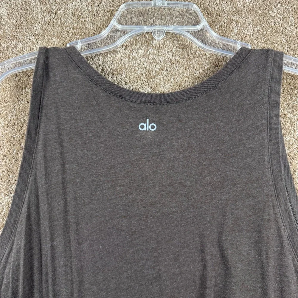 Alo Yoga Womens XXL Brown Heathered Scoop Neck Sleeveless Athletic Tank Top
